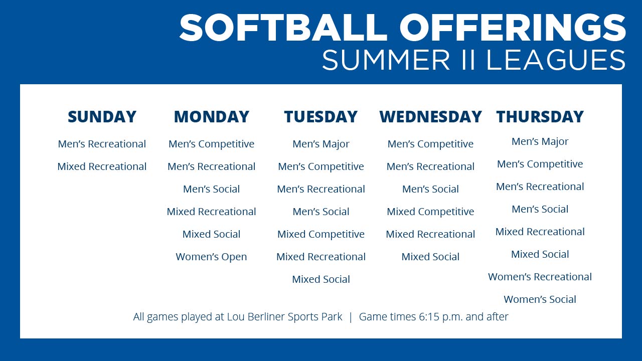 Adult Softball Leagues Columbus Recreation and Parks Department